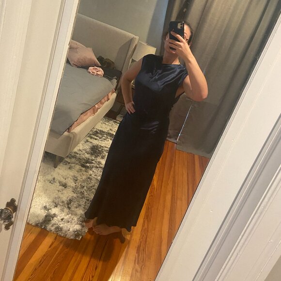 Reformation - Veida Silk Midi Dress Navy - Picture 6 of 9